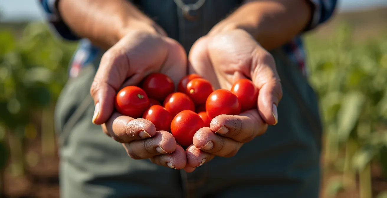 Coltivazione di pomodori resistenti alla salinità vicino al mare nel Sud Italia