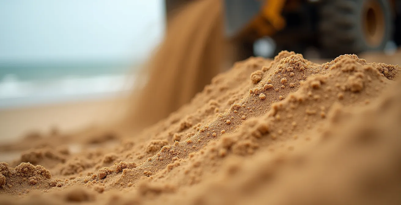 Operazione di ripascimento di una spiaggia italiana con nave draga