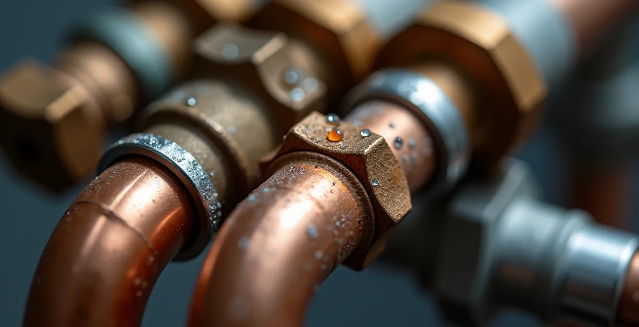 Dettaglio macro del sistema di svuotamento automatico per pannelli solari termici