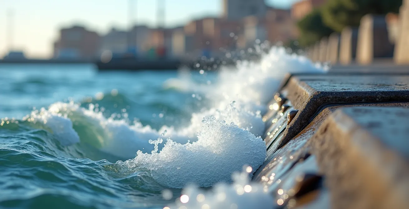 Sistema OBREC integrato su una diga foranea di un porto italiano che converte l'energia delle onde in elettricità