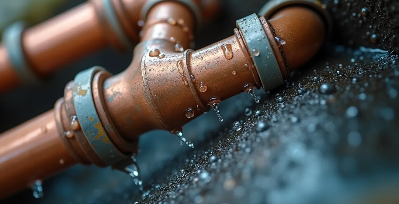 Dettaglio macro di un sistema di raccolta acqua piovana con filtri e tubazioni