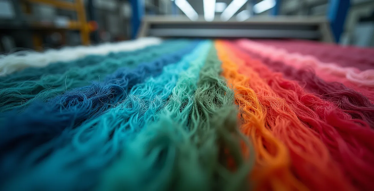 Macchina di tintura a CO2 supercritica in un moderno stabilimento tessile con tessuti colorati